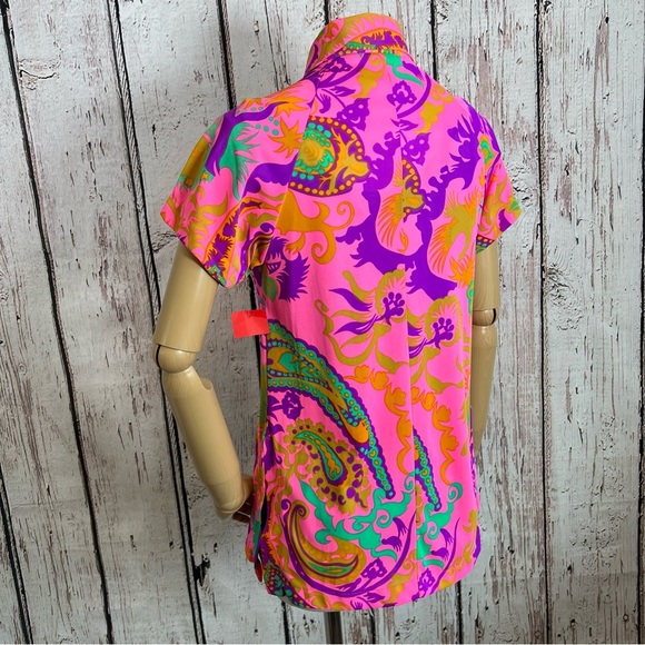 🎉HP🎉 Vintage Val Mode MOD Psychedelic Floral Blouse Shirt Top EUC Size SMALL - Picture 10 of 16